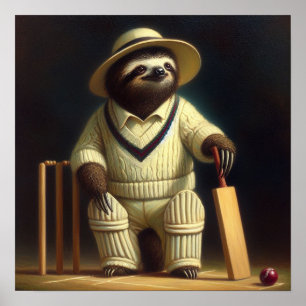 Poster Joueur de cricket Sloth