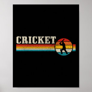 Poster Joueur de cricket Sports Vintage Rétro Cricket 