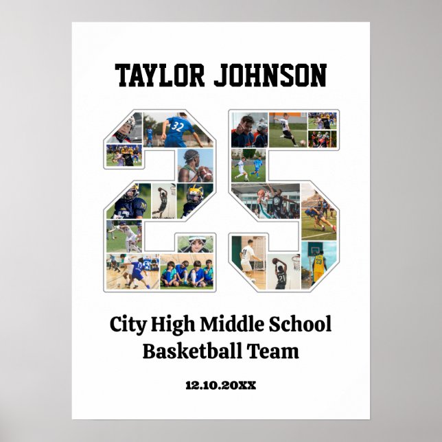 Poster Joueur de diplôme d'école Numéro 25 Photo Collage (Devant)