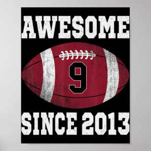 Poster Joueur de football 9e anniversaire 9 ans Vintage R