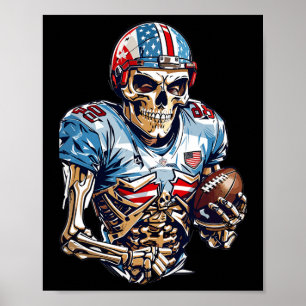 Poster Joueur de football américain Skeleton Halloween Gr