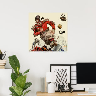 Poster Joueur de football américain vintage et mascotte b
