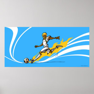 Poster Joueur de football botter un ballon de football