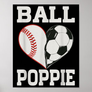 Poster Joueur de football de baseball Ball Poppie Cœur Am