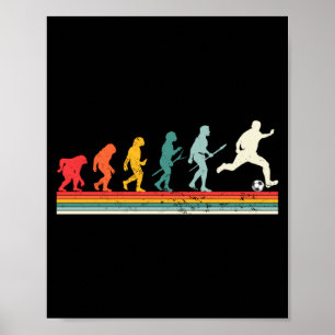 Poster Joueur de football de l'évolution humaine vintage