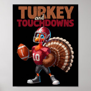 Poster Joueur de football drôle dinde et touchés de Thank