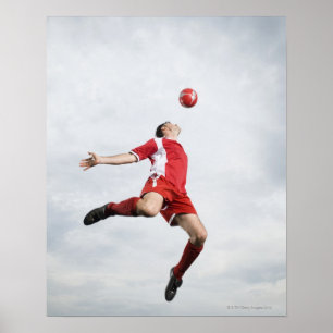 Poster Joueur de football et ballon de football en plein 