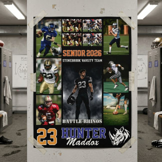 Poster Joueur de football nuit senior Collage de photos S
