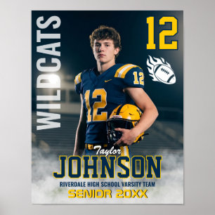 Poster Joueur de football nuit senior photo personnalisée