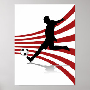 Poster Joueur de football rouge et blanc
