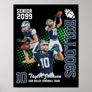 Poster Joueur de football senior Collage photo personnali