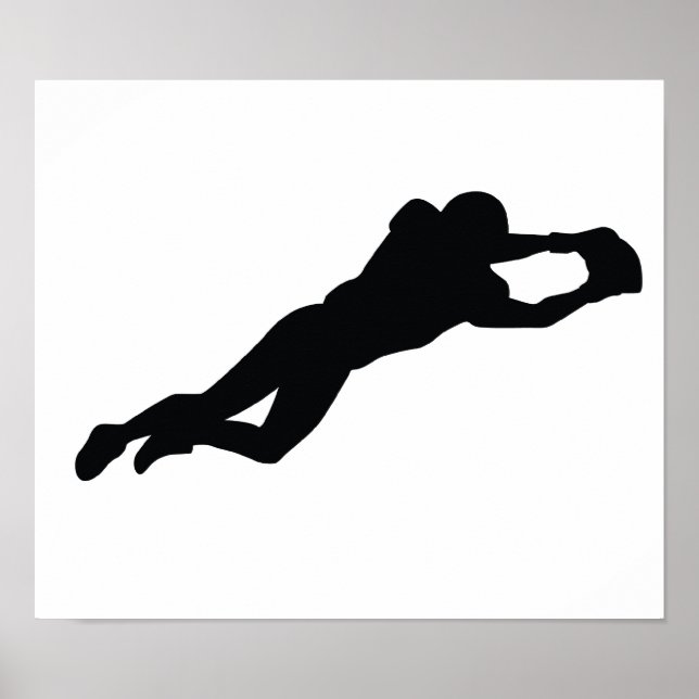 Poster Joueur de football Silhouette noire (Devant)