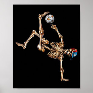 Poster Joueur de football squelette coup de pied de bicyc