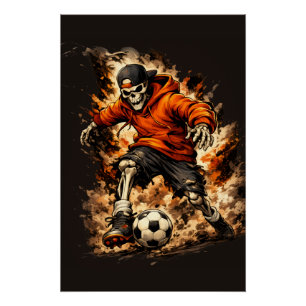 Poster Joueur de football squelette Streetwear Cartoon – 