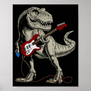 Poster Joueur de guitare électrique acoustique B Dinosaur
