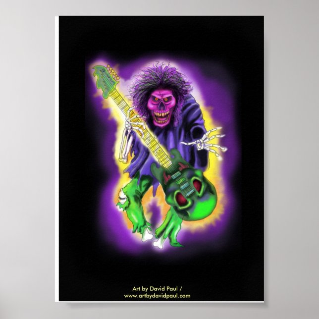 Poster Joueur de guitare squelette (Devant)
