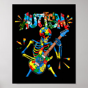 Poster Joueur de guitare squelette Sensibilisation à l'au