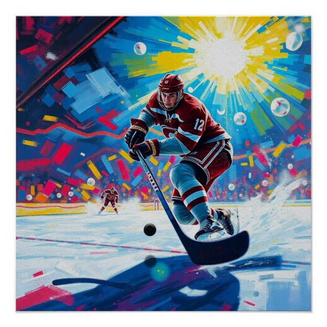 Poster Joueur de hockey à But (Devant)
