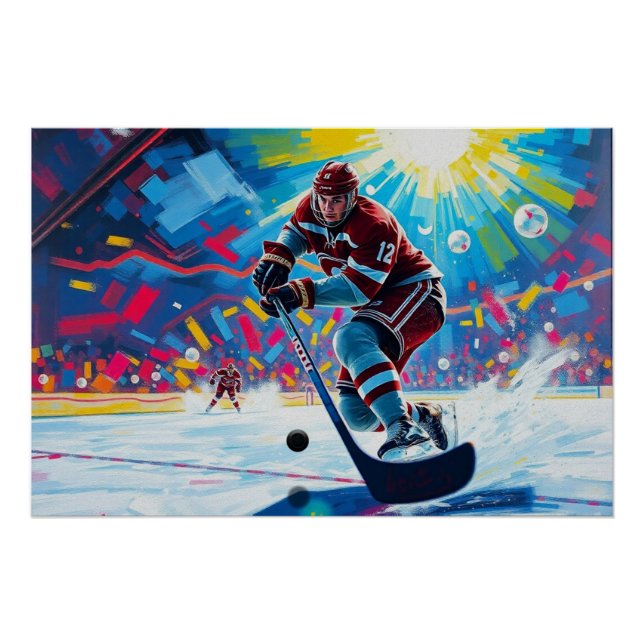 Poster Joueur de hockey à But (Devant)