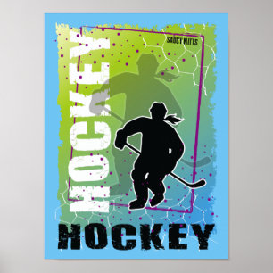 Poster Joueur de hockey abstrait des filles des femmes