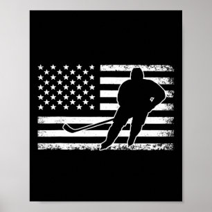 Poster Joueur de hockey américain Drapeau de glace Hockey