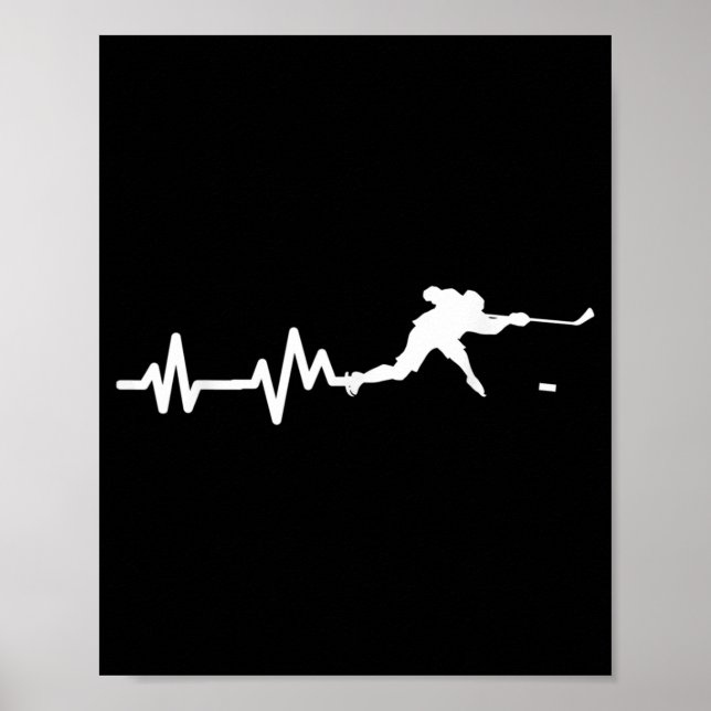 Poster Joueur de hockey battement de coeur du hockey sur  (Devant)