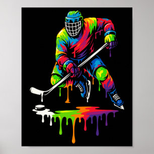 Poster Joueur de hockey coloré glace crème goutte à goutt