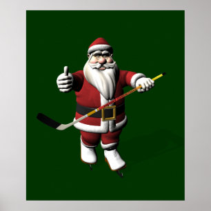 Poster Joueur de hockey de glace du père noël