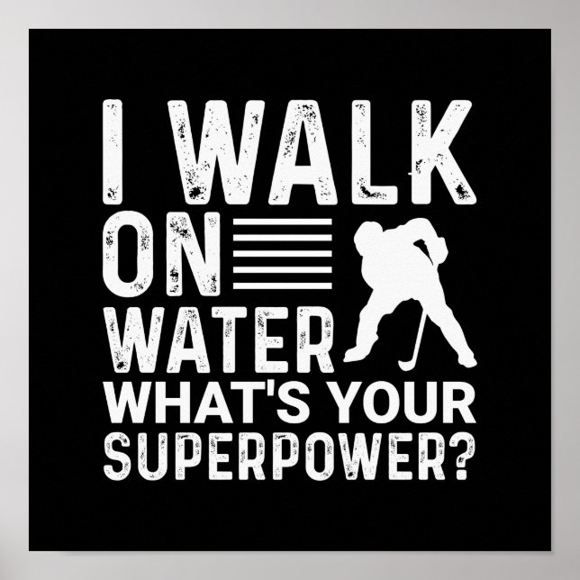 Poster Joueur de hockey Je marche sur l'eau (Devant)