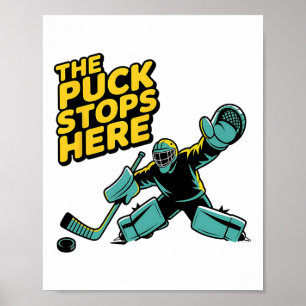 Poster Joueur de hockey Palet Box de pénalité Gardien de