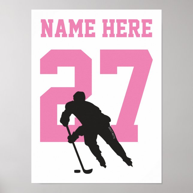 Poster Joueur de hockey personnalisé Nombre Filles roses (Devant)