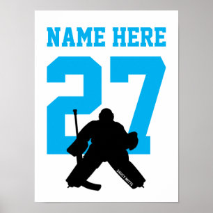 Poster Joueur de hockey personnalisé Numéro Turquoise