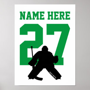 Poster Joueur de hockey personnalisé Numéro vert
