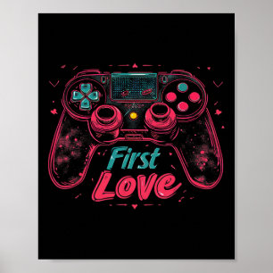 Poster Joueur de jeu vidéo - Saint Valentin Amour drôle E