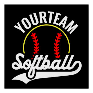 Poster Joueur de l'équipe de softball AJOUTER UN NOM Ligu
