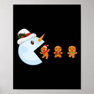 Poster Joueur de Noël Drôle jeu vidéo Snowman Mange Ginge