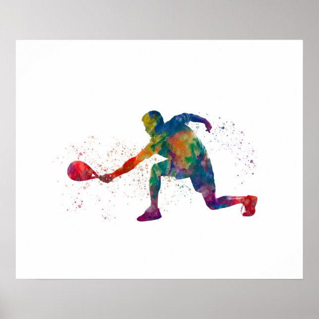 Poster Joueur de padel à l'aquarelle (Devant)
