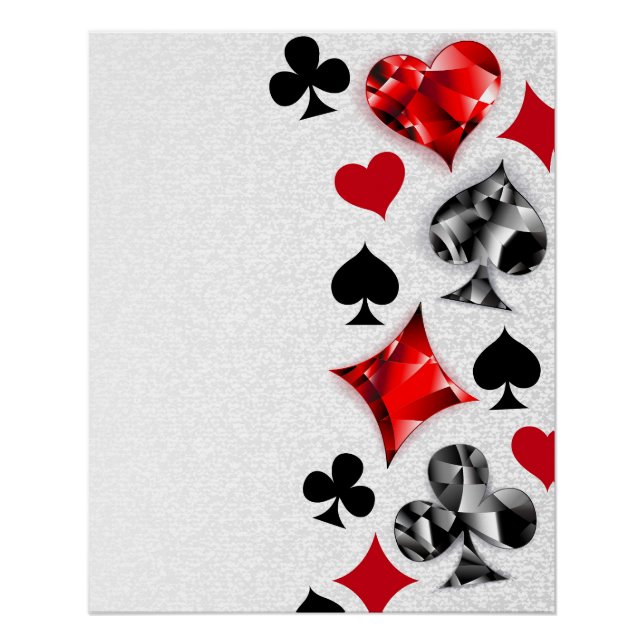Poster Joueur de poker Joueur de cartes de jouer costumes (Devant)