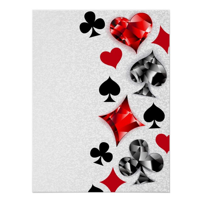 Poster Joueur de poker Joueur de cartes de jouer costumes (Devant)