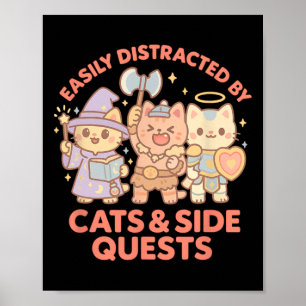 Poster Joueur de Rpg Chats Nerds Quête Secondaire Tablett