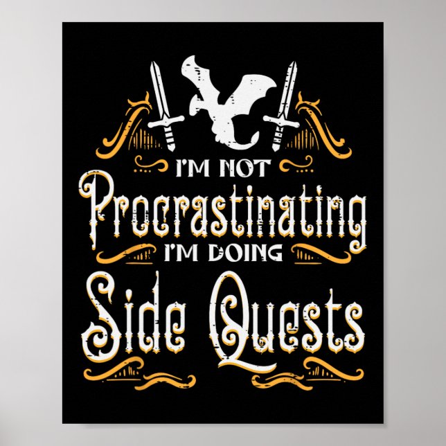 Poster Joueur de Rpg Pas de Quête Secondaire de Procrasti (Devant)