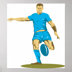 Poster Joueur de rugby Kicking Ball Sports sportifs