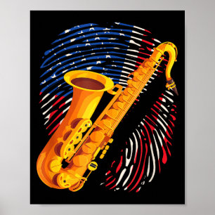 Poster Joueur de saxophone américain saxophoniste groupe