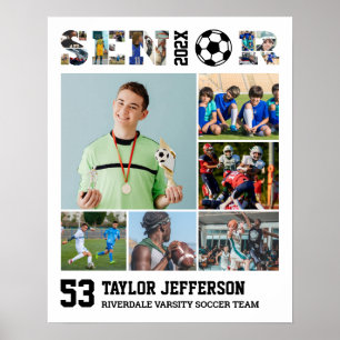 Poster Joueur de soccer Sport de nuit senior Collage phot