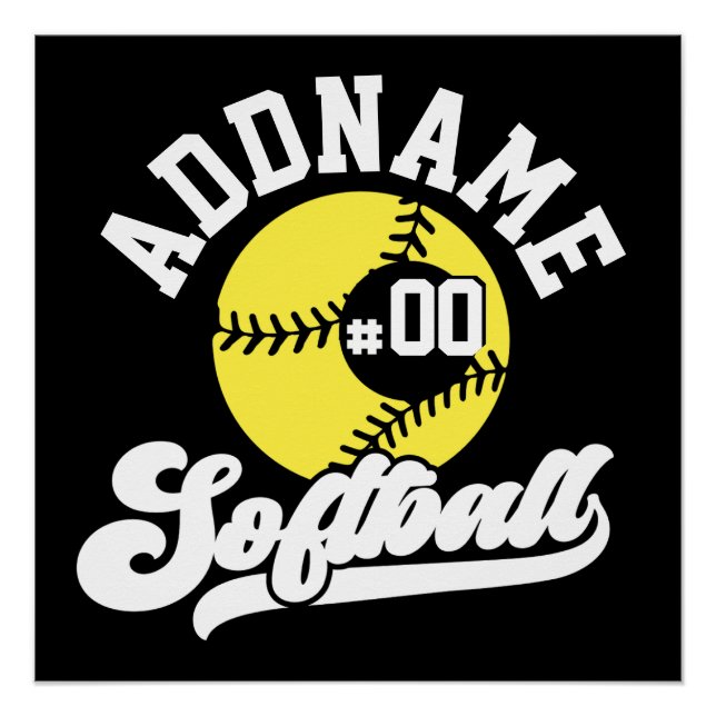Poster Joueur de softball personnalisé AJOUTER LE NOM Équ (Devant)