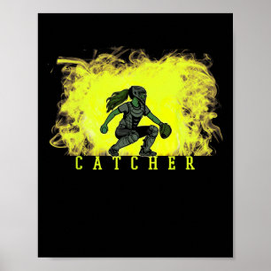 Poster Joueur de Softll Catcher avec fond jaune fumée Ckg