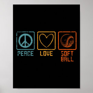Poster Joueur de Softll Sportif Signe de Paix Hippie Amou