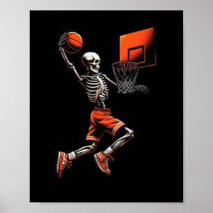 Poster Joueur de squelette faisant un dunk Halloween Vint
