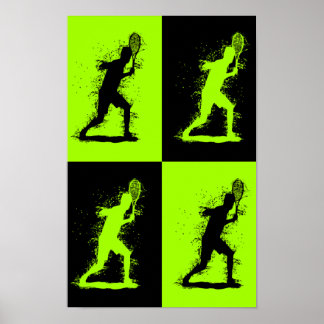 Poster Joueur de tennis abstrait - Style aquarelle - Vert