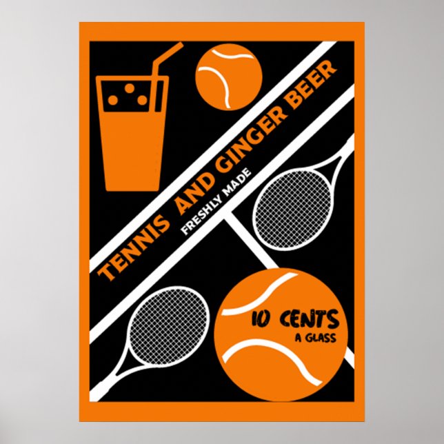 Poster Joueur de tennis de pelouse Art graphique (Devant)